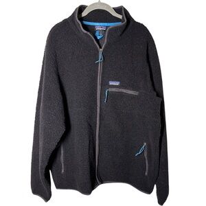 Patagonia Retro Pile Fleece Full Zip Jacket Size L Black Sherpa Fleece